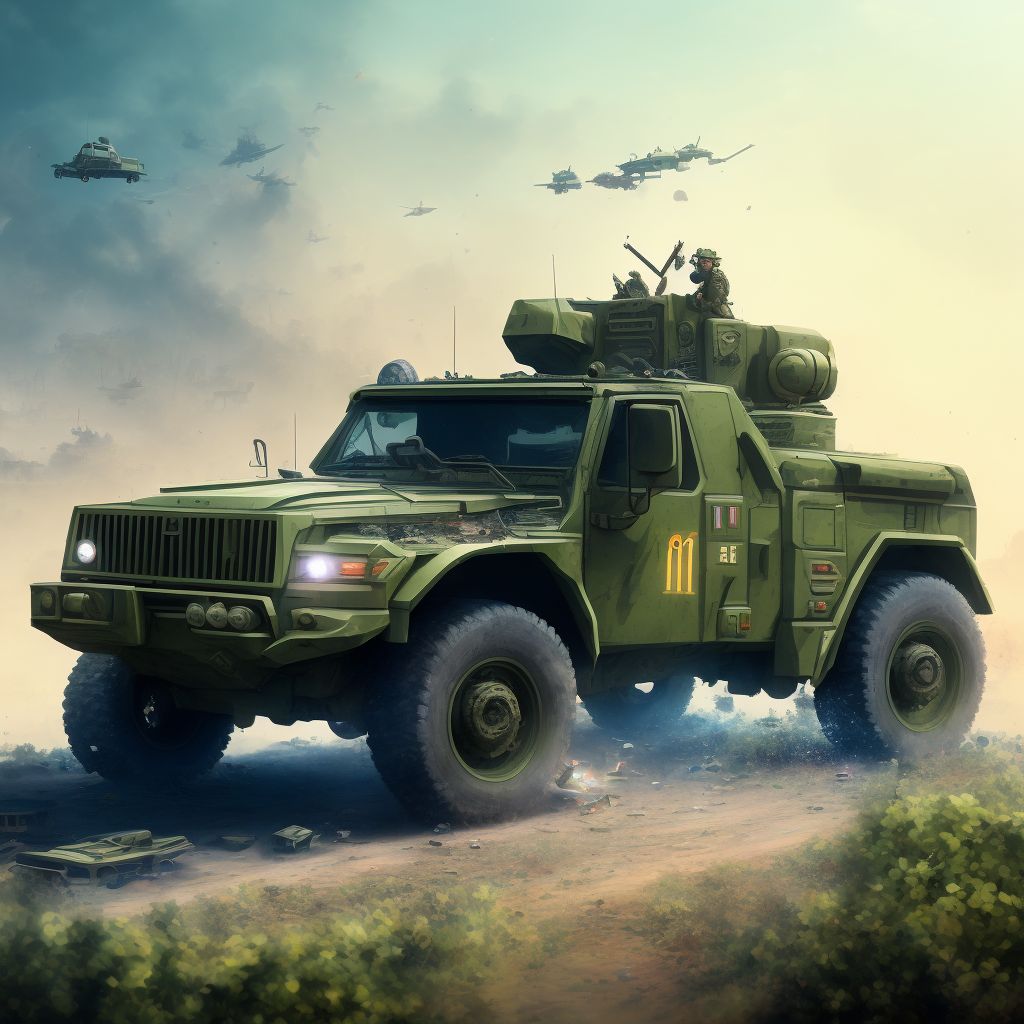 Driver of military vehicle injured in nontraffic accident, subsequent encounter digital illustration