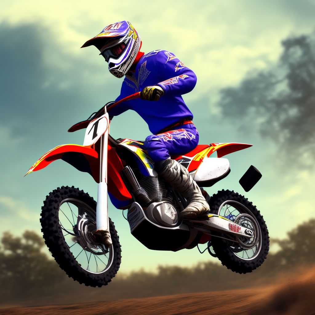 Driver of dirt bike or motor/cross bike injured in nontraffic accident, subsequent encounter digital illustration