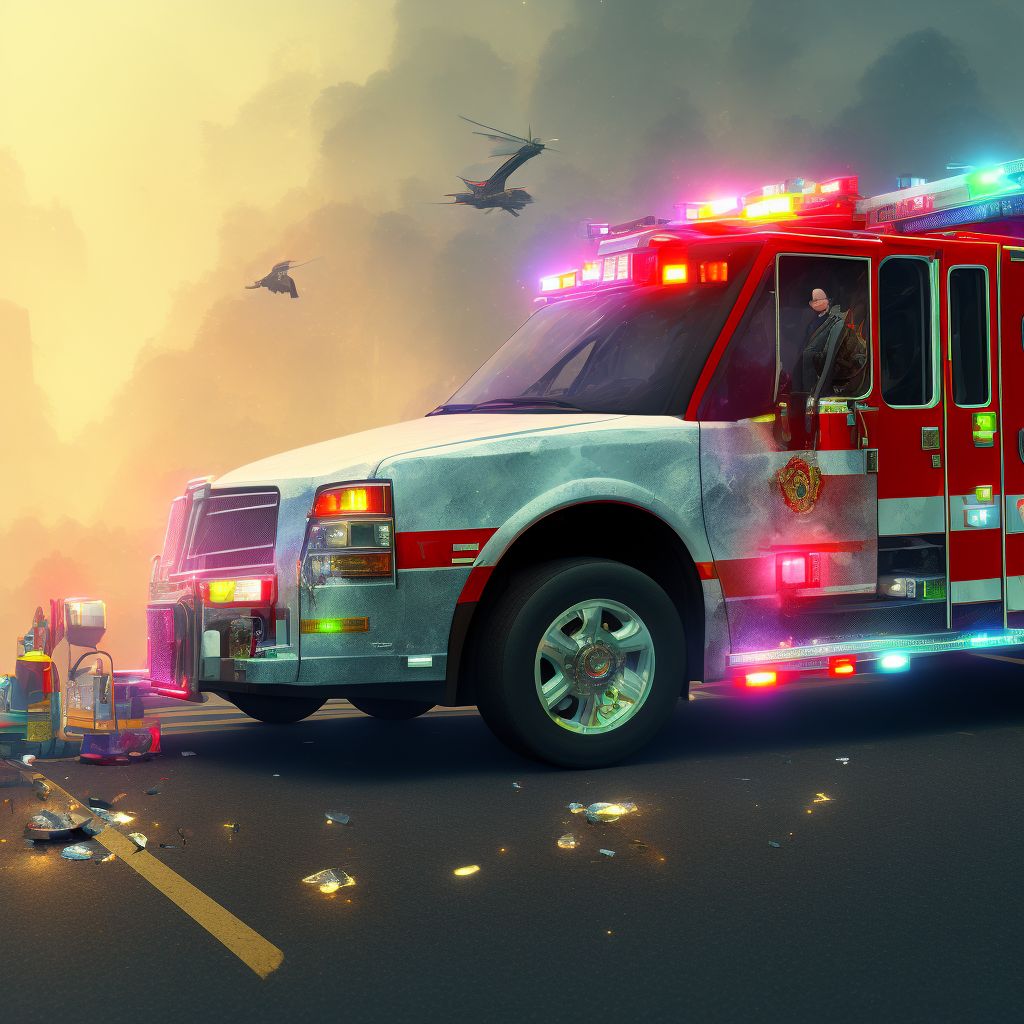 Passenger of ambulance or fire engine injured in nontraffic accident, initial encounter digital illustration