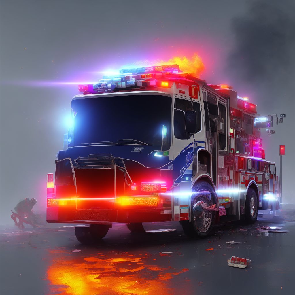 Passenger of ambulance or fire engine injured in nontraffic accident, sequela digital illustration