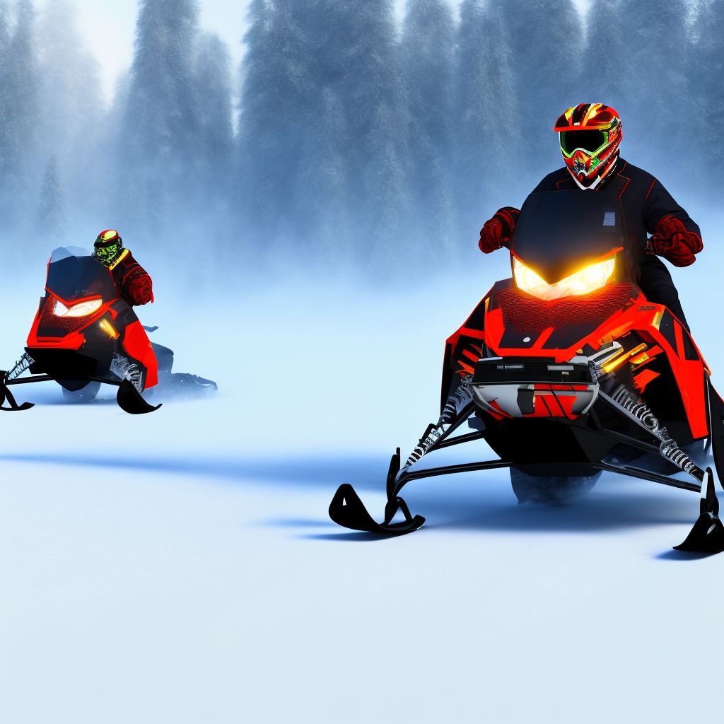 Passenger of snowmobile injured in nontraffic accident, initial encounter digital illustration