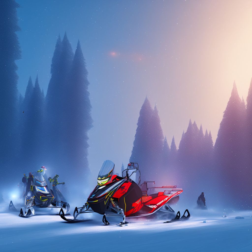 Passenger of snowmobile injured in nontraffic accident, subsequent encounter digital illustration