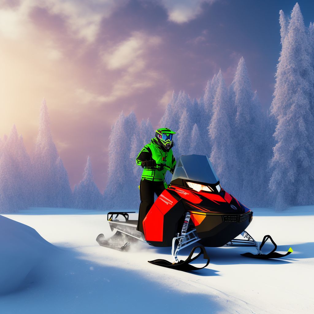 Passenger of snowmobile injured in nontraffic accident, sequela digital illustration