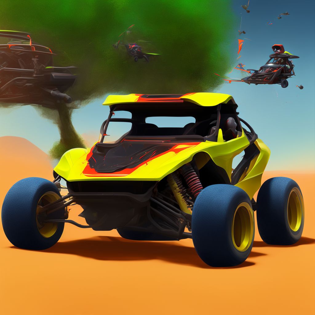 Passenger of dune buggy injured in nontraffic accident, initial encounter digital illustration