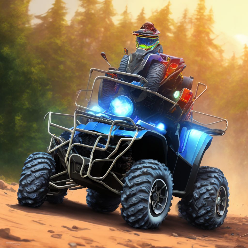 Passenger of 3- or 4- wheeled all-terrain vehicle (ATV) injured in nontraffic accident, subsequent encounter digital illustration