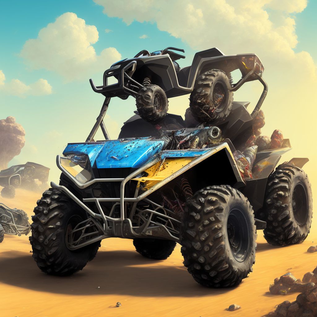 Passenger of 3- or 4- wheeled all-terrain vehicle (ATV) injured in nontraffic accident, sequela digital illustration