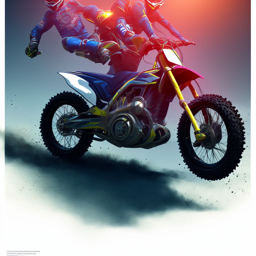 Passenger of dirt bike or motor/cross bike injured in nontraffic accident, initial encounter digital illustration