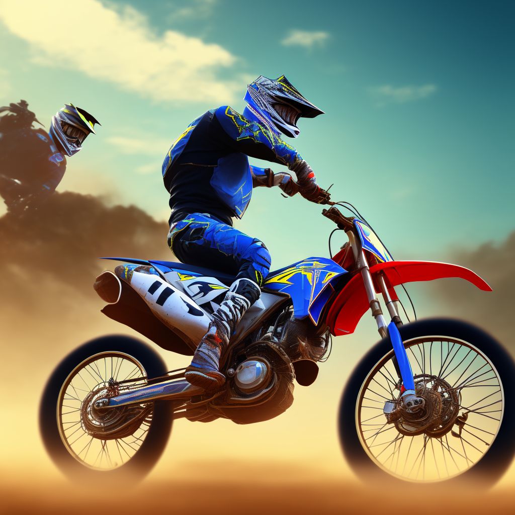 Passenger of dirt bike or motor/cross bike injured in nontraffic accident, subsequent encounter digital illustration