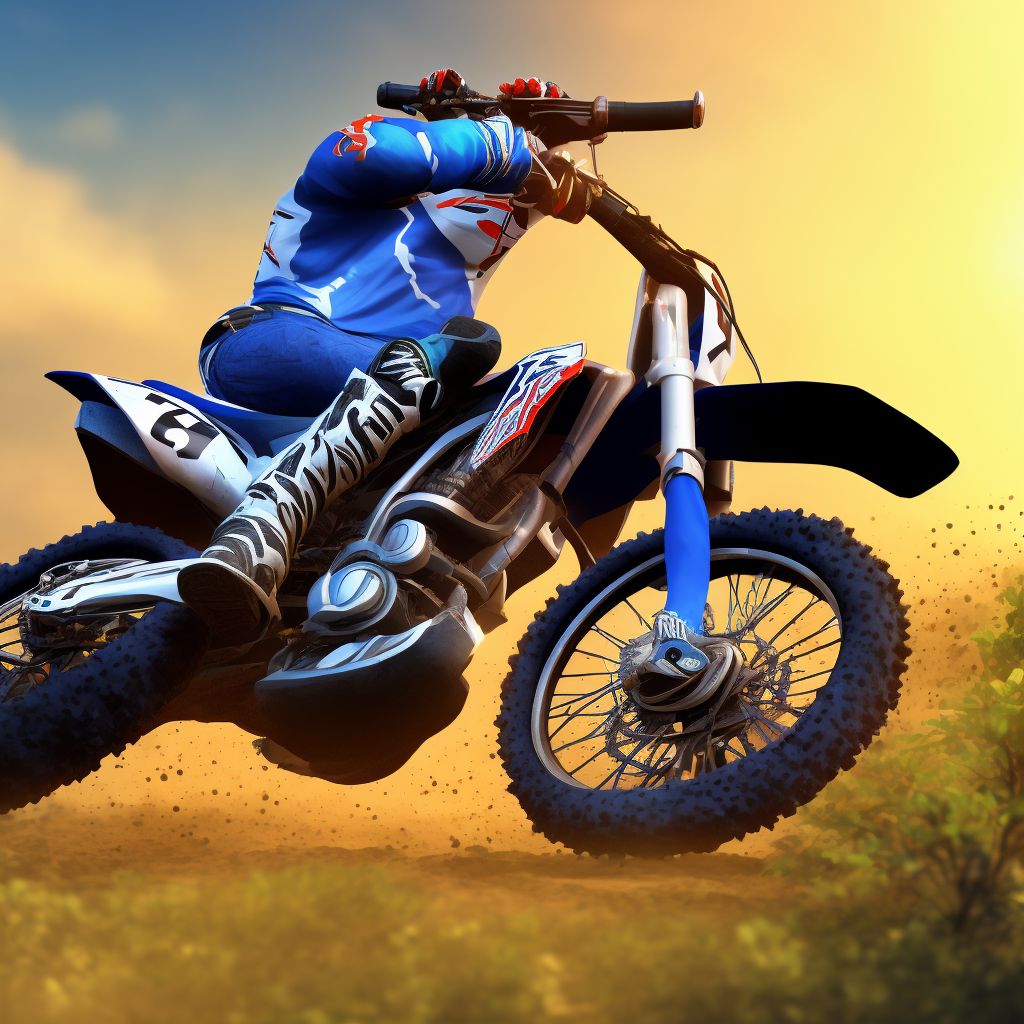 Passenger of dirt bike or motor/cross bike injured in nontraffic accident, sequela digital illustration