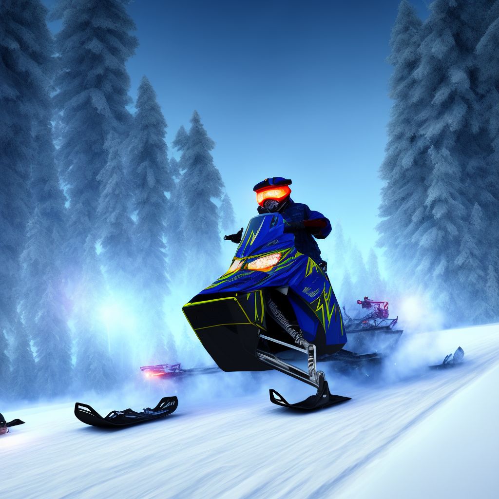 Person on outside of snowmobile injured in nontraffic accident, subsequent encounter digital illustration