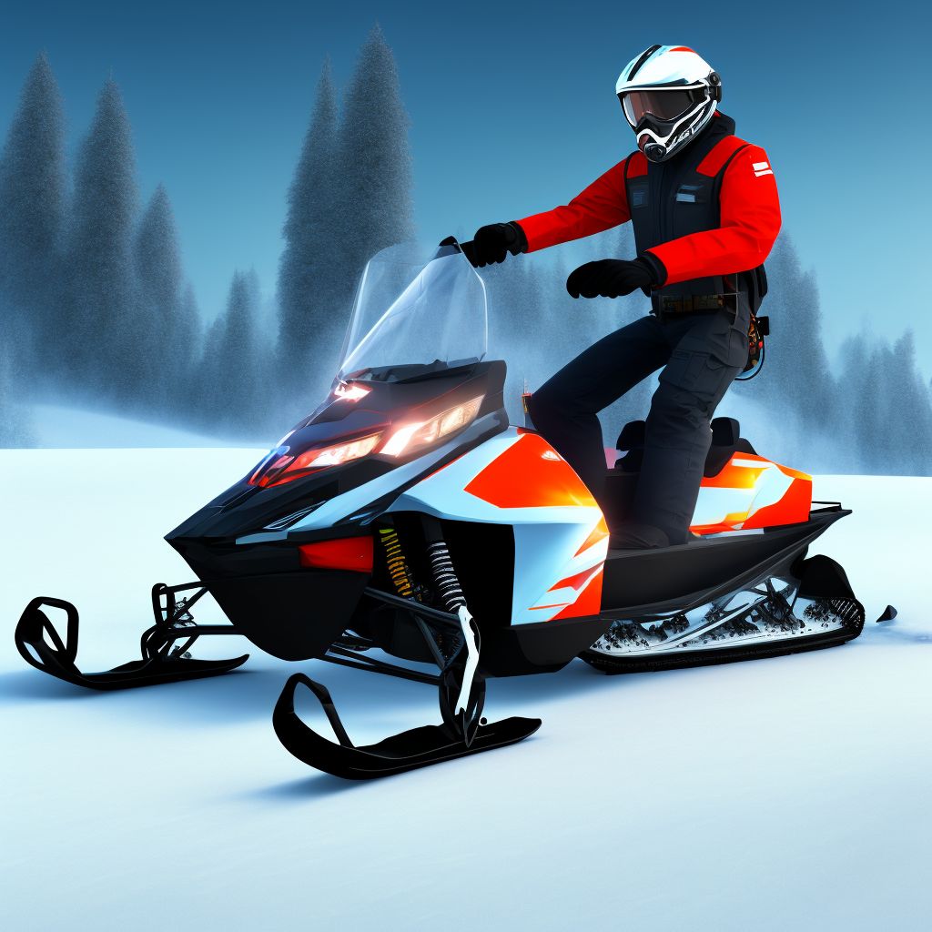 Person on outside of snowmobile injured in nontraffic accident, sequela digital illustration