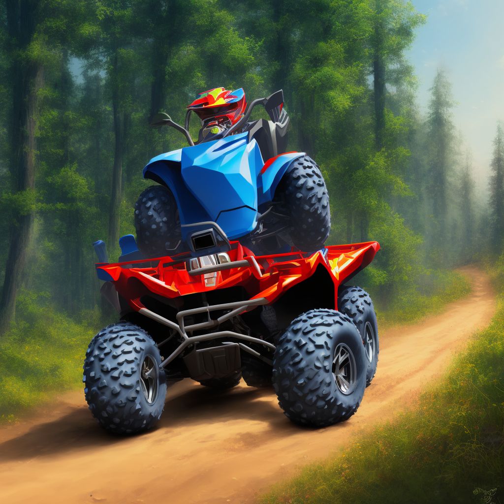 Person on outside of 3- or 4- wheeled all-terrain vehicle (ATV) injured in nontraffic accident, sequela digital illustration