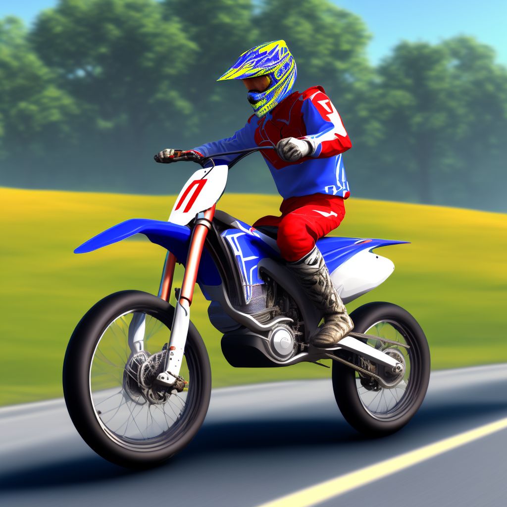 Person on outside of dirt bike or motor/cross bike injured in nontraffic accident, initial encounter digital illustration