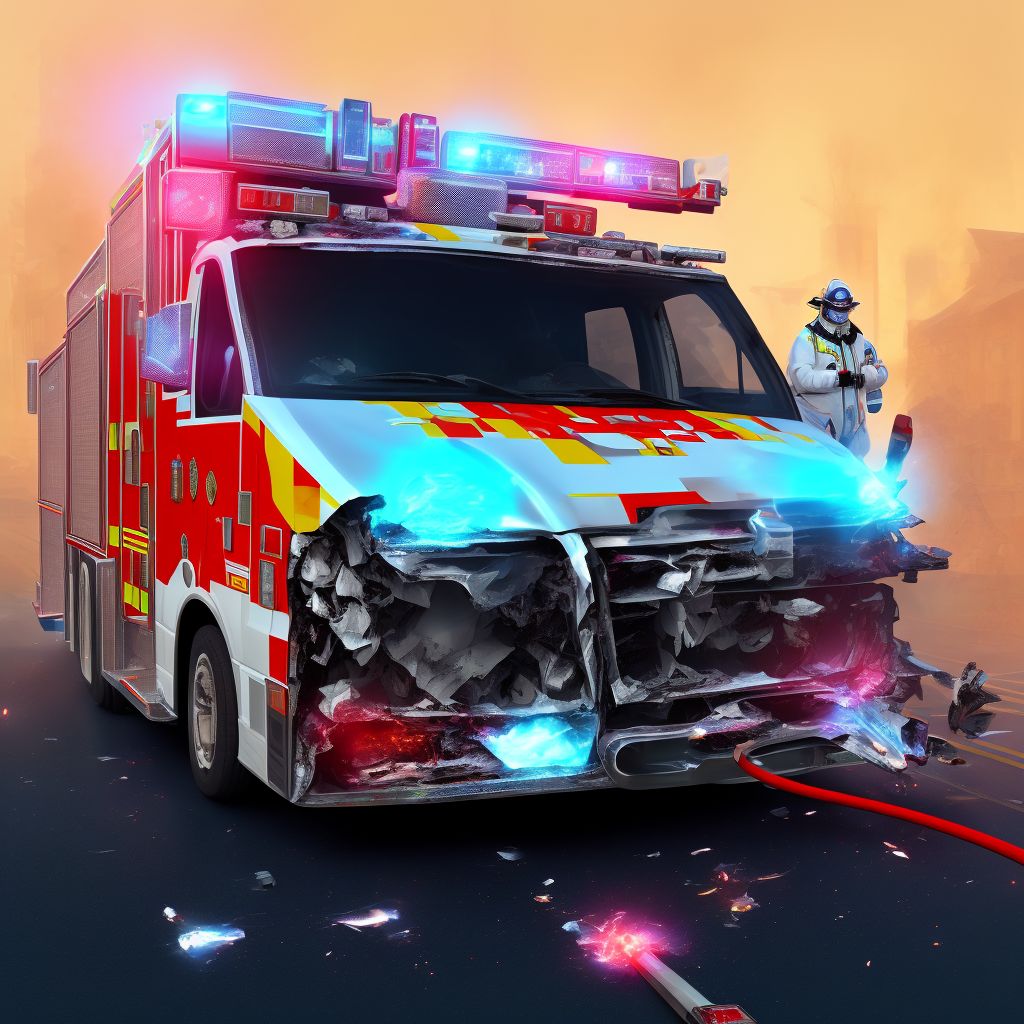 Unspecified occupant of ambulance or fire engine injured in nontraffic accident, subsequent encounter digital illustration