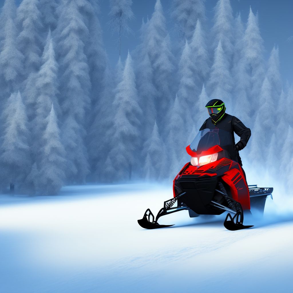 Unspecified occupant of snowmobile injured in nontraffic accident, initial encounter digital illustration