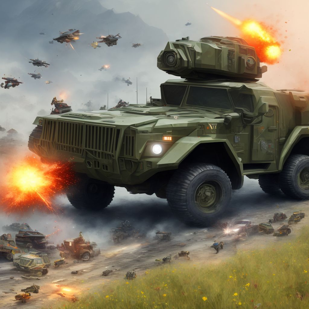 Unspecified occupant of military vehicle injured in nontraffic accident, initial encounter digital illustration