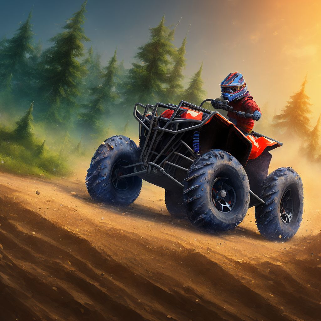 Unspecified occupant of 3- or 4- wheeled all-terrain vehicle (ATV) injured in nontraffic accident, subsequent encounter digital illustration