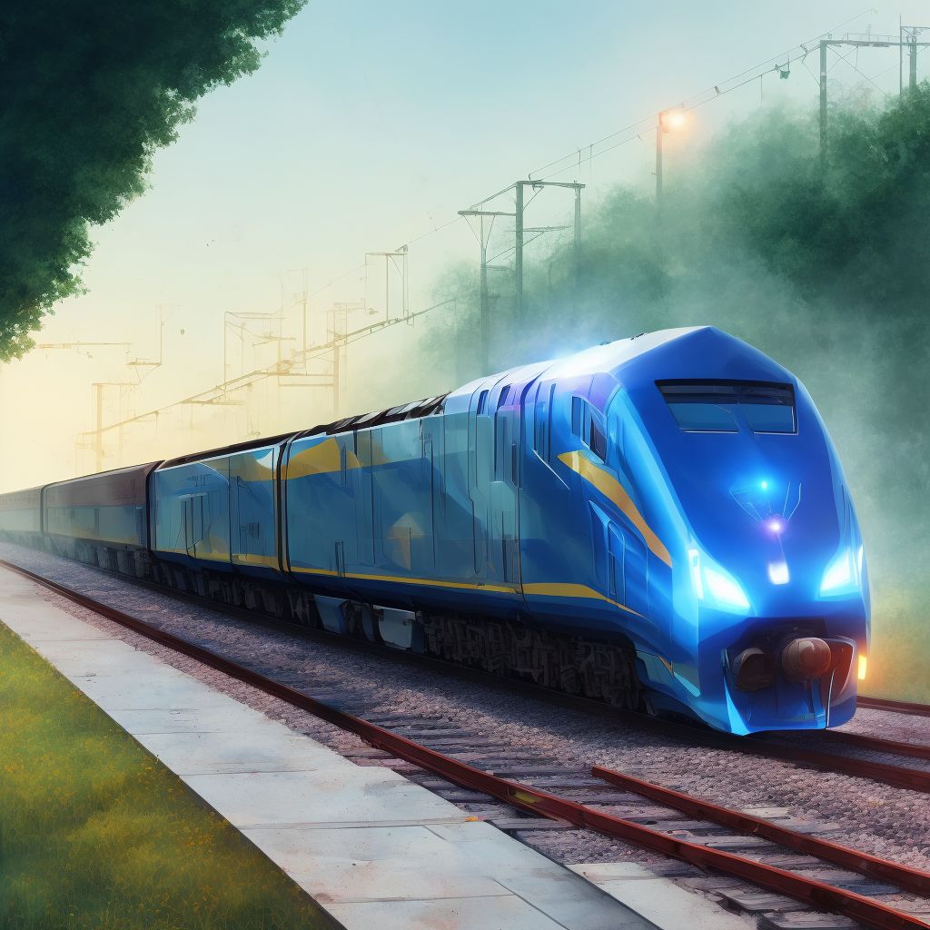 Person injured in collision between railway train or railway vehicle and car (traffic), initial encounter digital illustration