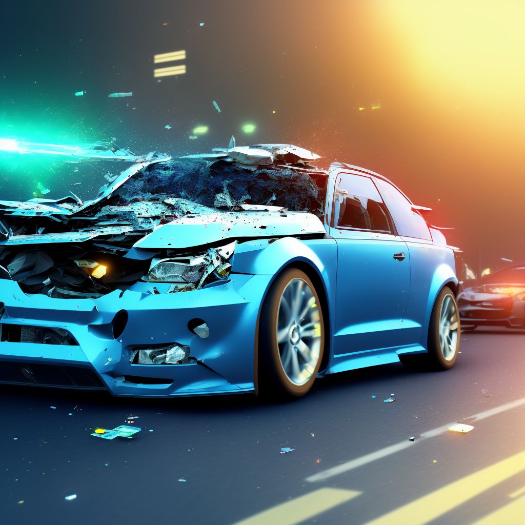 Person injured in collision between other specified motor vehicles (traffic), subsequent encounter digital illustration