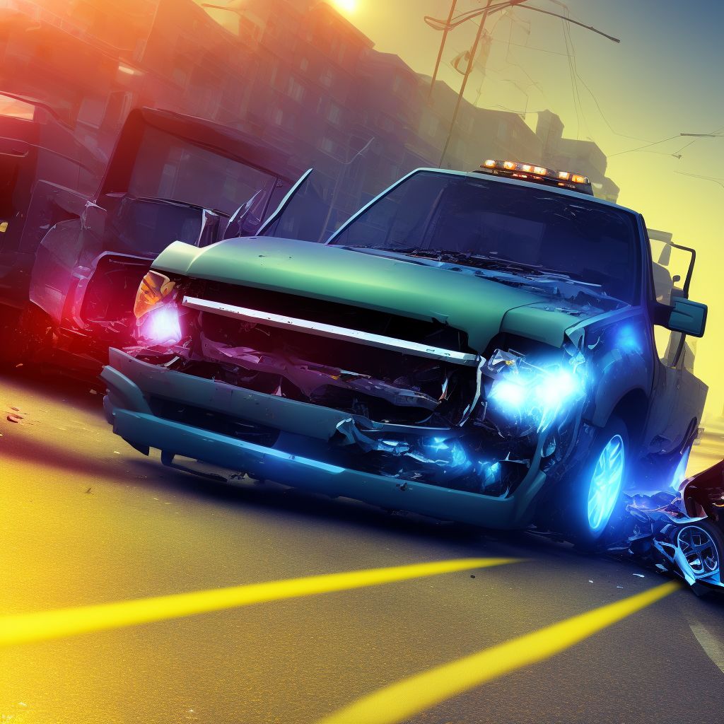 Person injured in collision between car and pick-up truck or van, nontraffic, sequela digital illustration