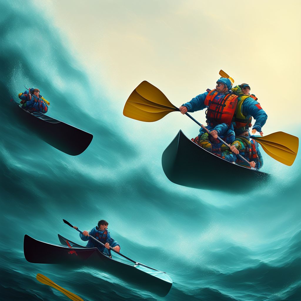 Drowning and submersion due to canoe or kayak overturning, sequela digital illustration