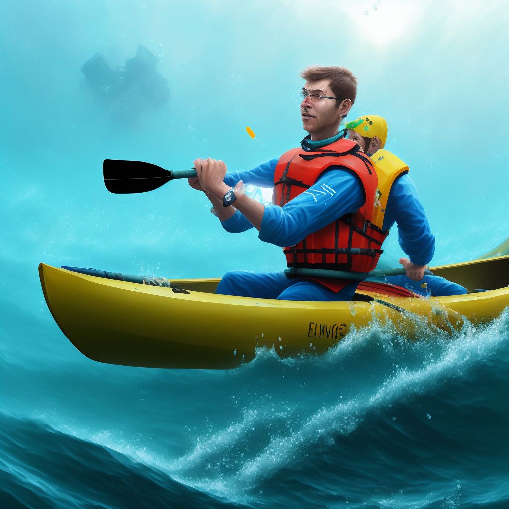 Drowning and submersion due to canoe or kayak sinking, subsequent encounter digital illustration