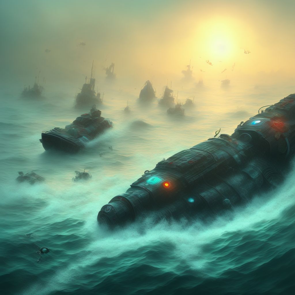 Drowning and submersion due to unspecified watercraft sinking, sequela digital illustration