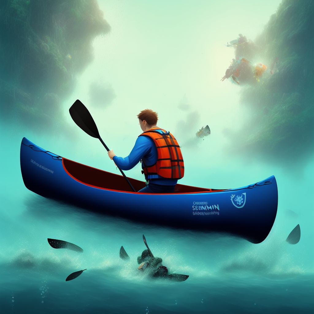 Drowning and submersion due to other accident to canoe or kayak, subsequent encounter digital illustration