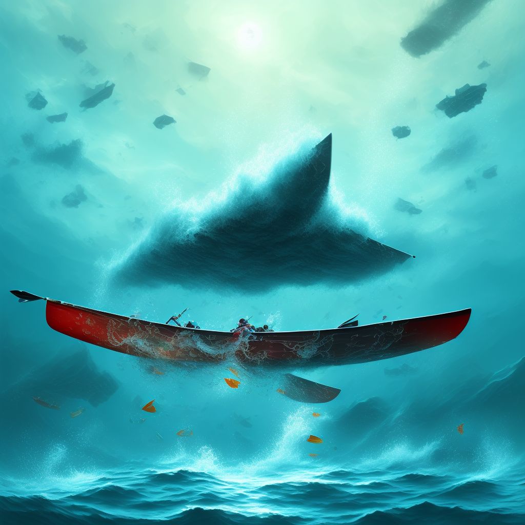 Drowning and submersion due to other accident to canoe or kayak, sequela digital illustration