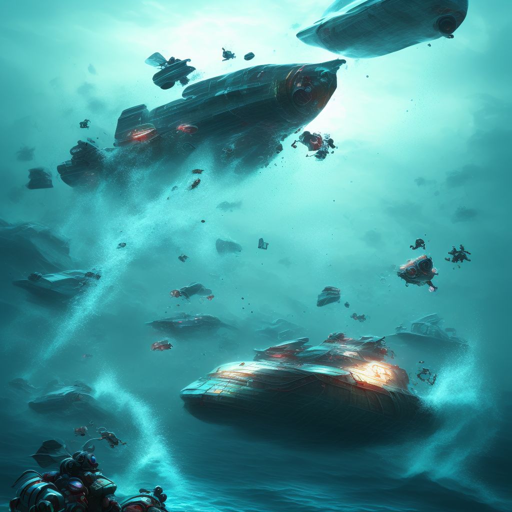 Drowning and submersion due to other accident to unspecified watercraft, initial encounter digital illustration