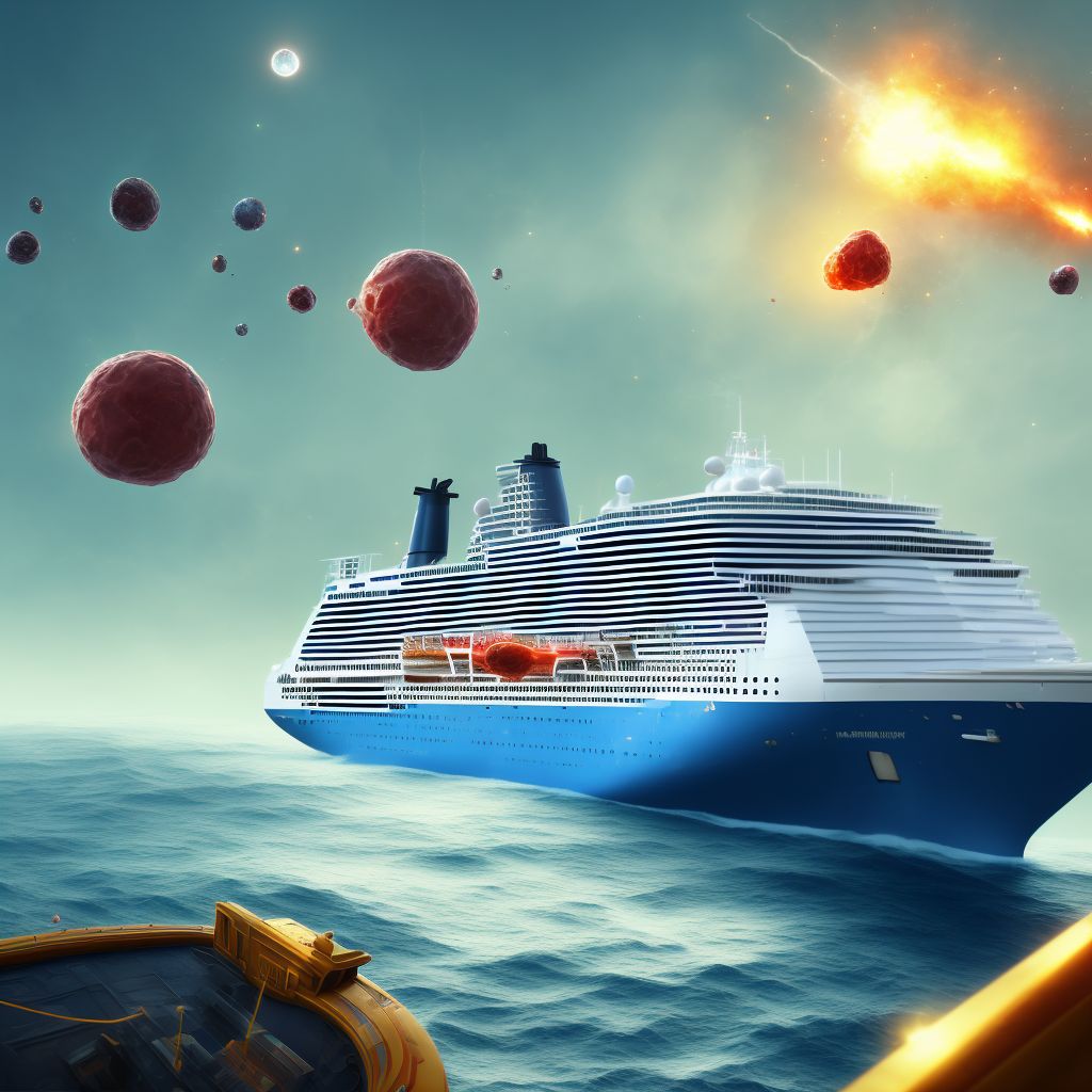 Hit or struck by falling object due to accident to passenger ship, initial encounter digital illustration