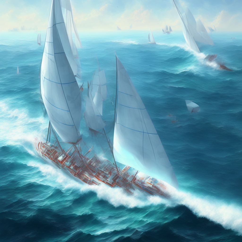 Other injury due to other accident to sailboat, sequela digital illustration