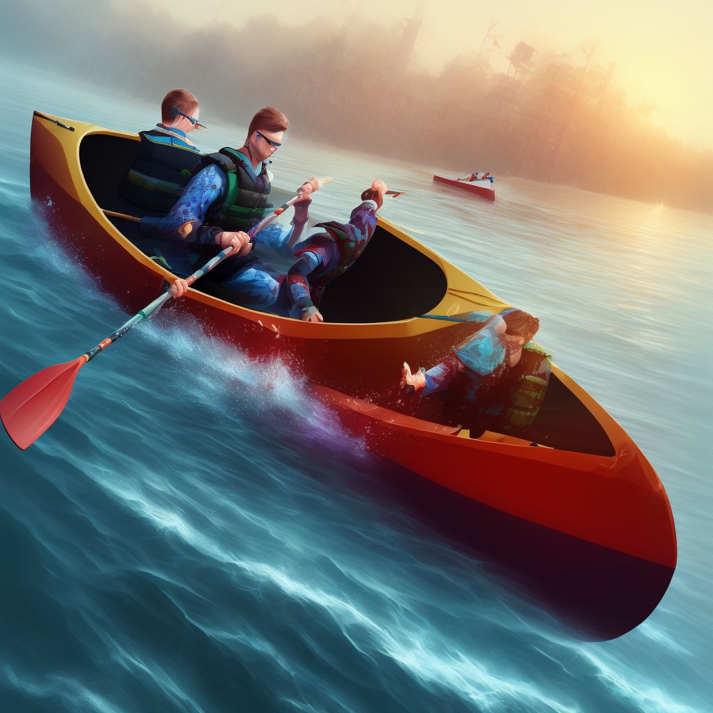 Other injury due to other accident to canoe or kayak, initial encounter digital illustration