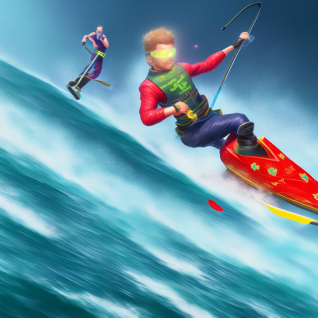 Other injury due to other accident to water-skis, initial encounter digital illustration