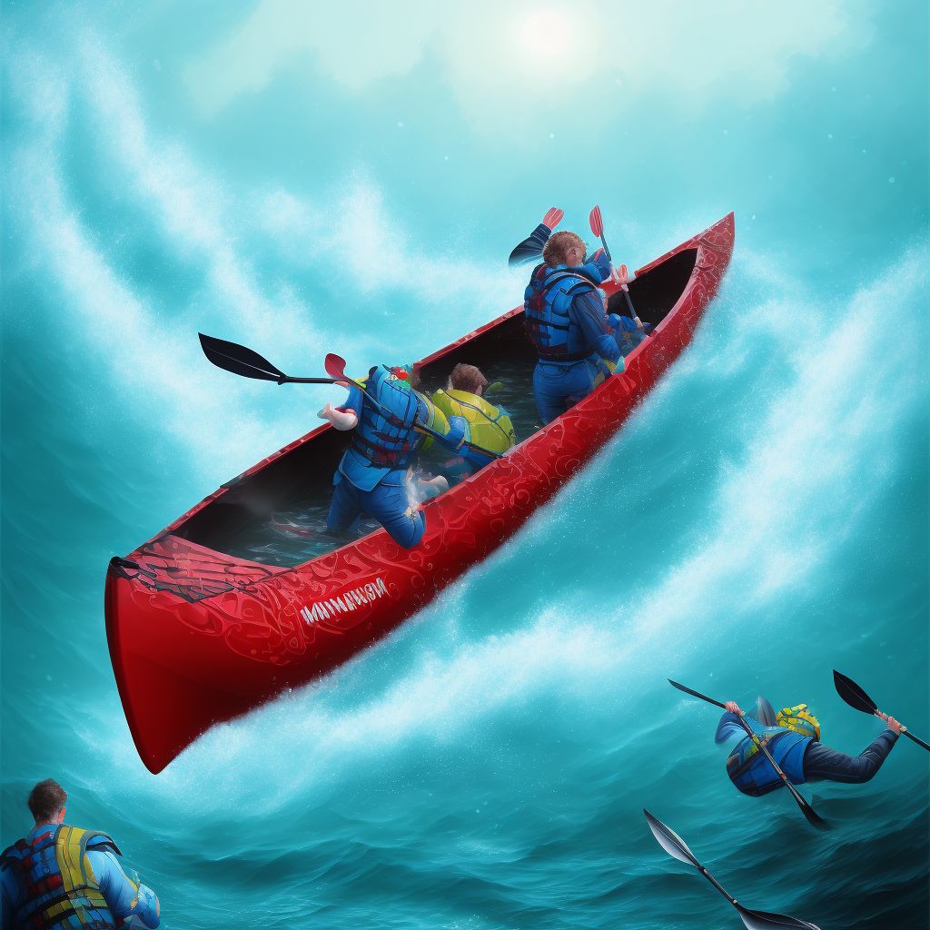 Drowning and submersion due to being washed overboard from canoe or kayak, initial encounter digital illustration