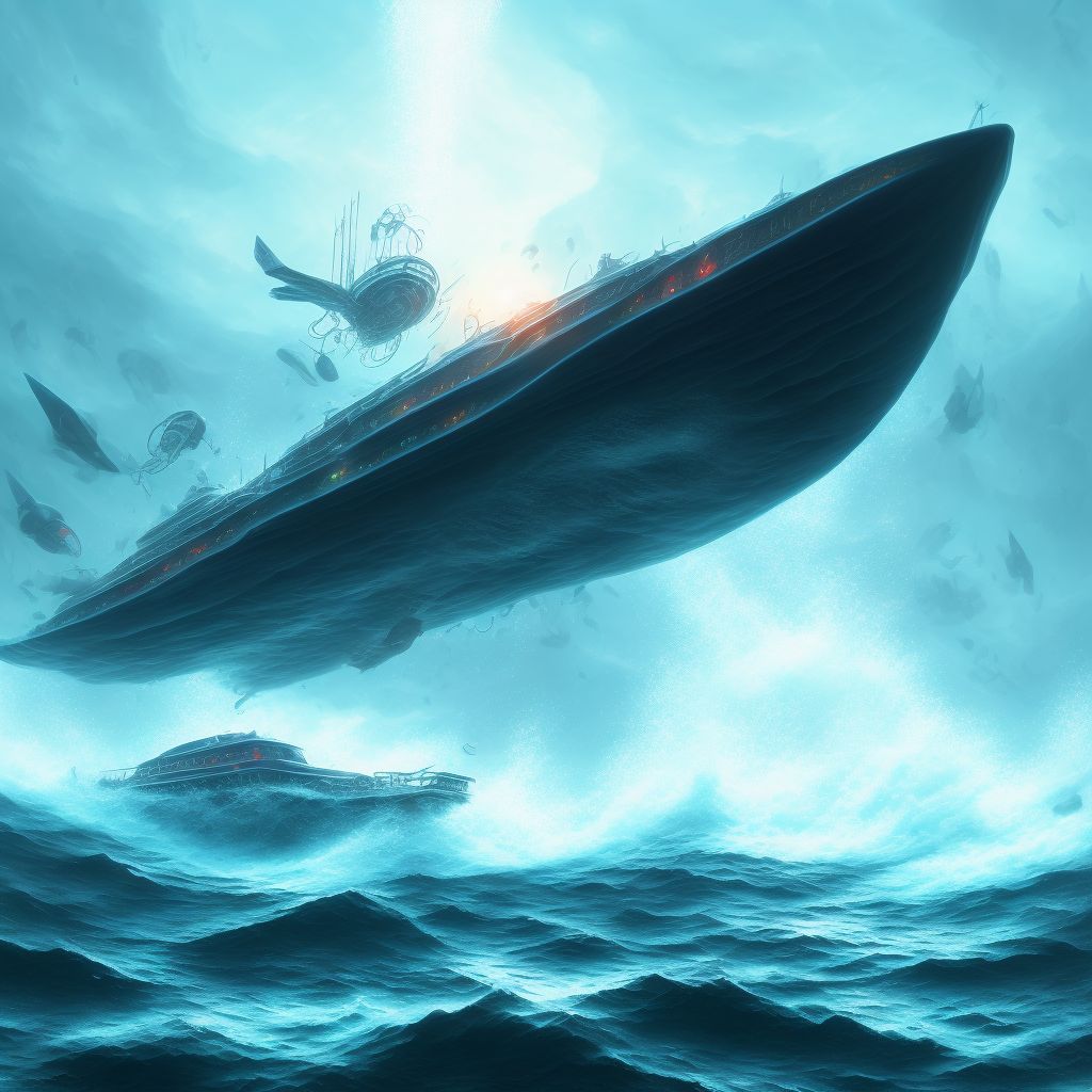 Drowning and submersion due to being washed overboard from other unpowered watercraft, initial encounter digital illustration