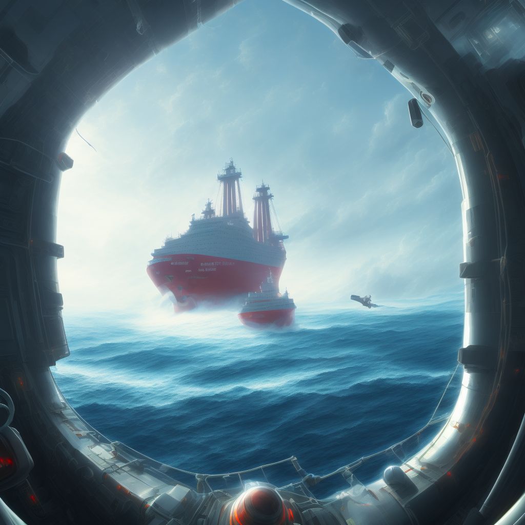 Heat exposure on board merchant ship, initial encounter digital illustration