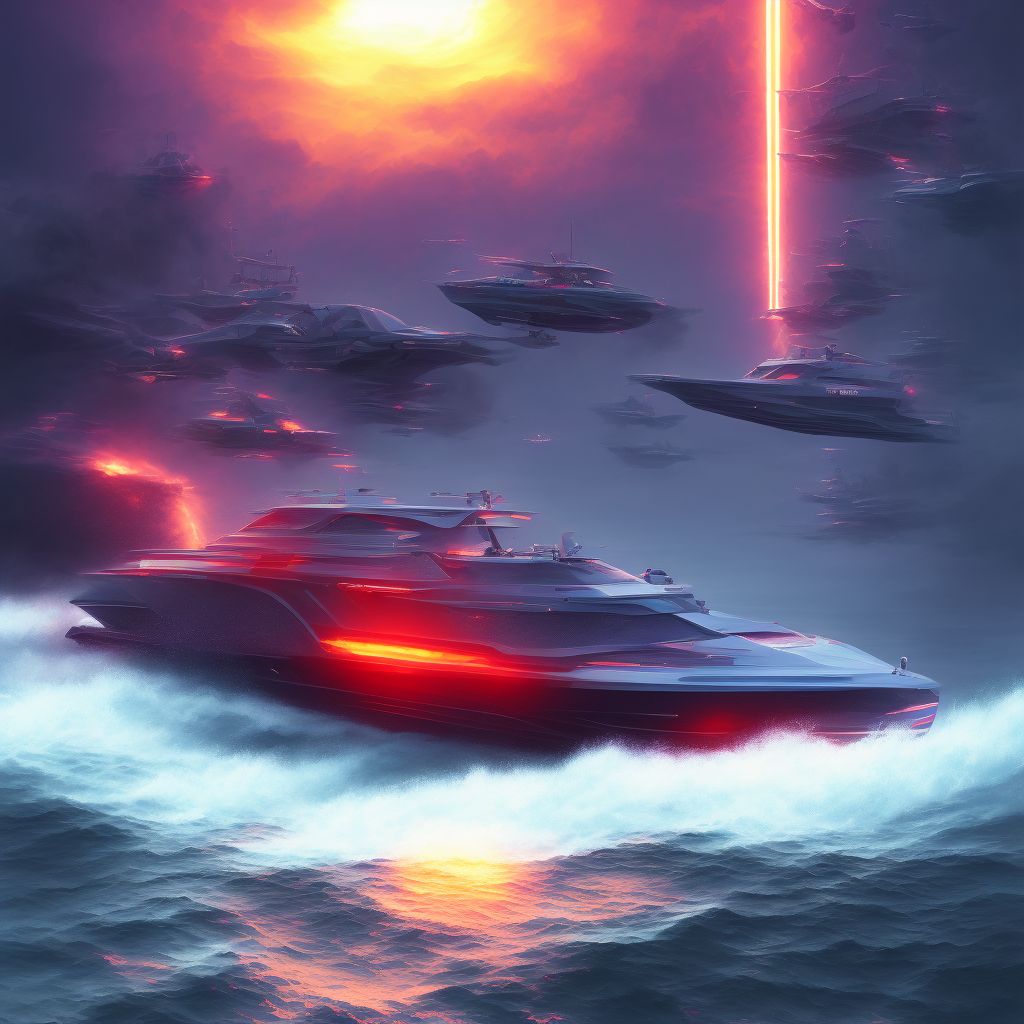 Heat exposure on board other powered watercraft, subsequent encounter digital illustration