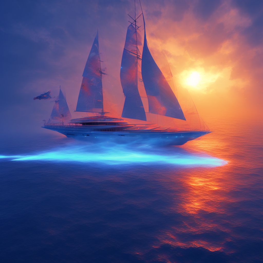 Heat exposure on board sailboat, sequela digital illustration