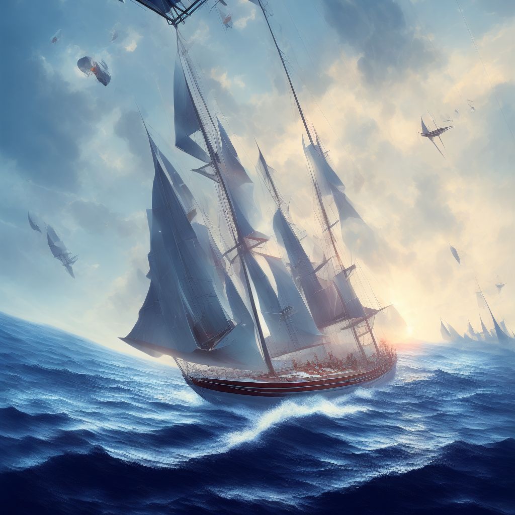 Fall on board sailboat, initial encounter digital illustration