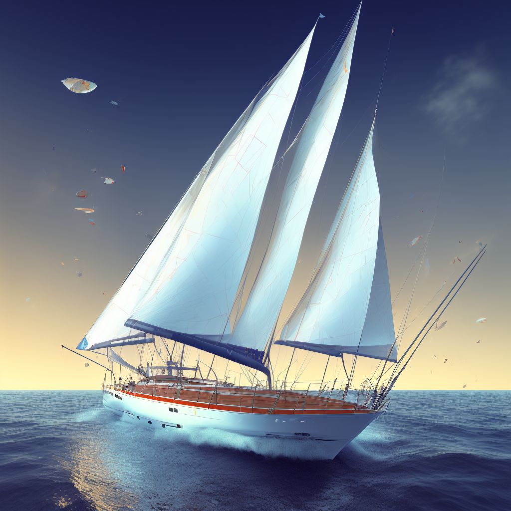 Fall on board sailboat, sequela digital illustration