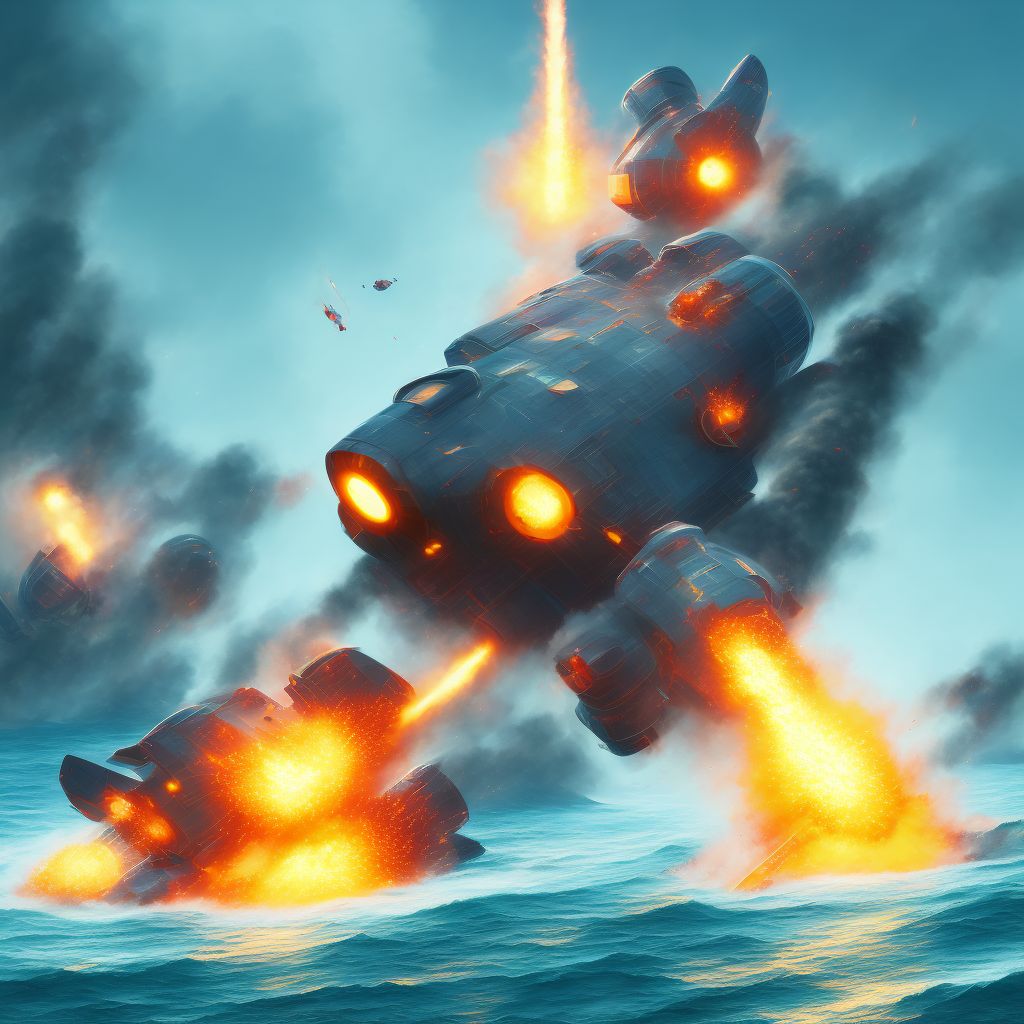 Explosion on board unspecified watercraft, sequela digital illustration