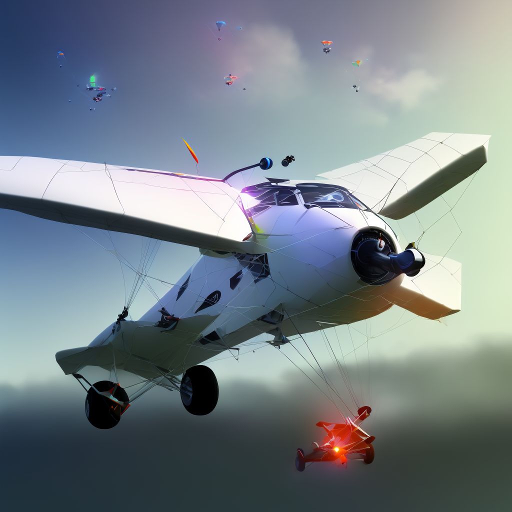 Unspecified ultralight, microlight or powered-glider accident injuring occupant, subsequent encounter digital illustration