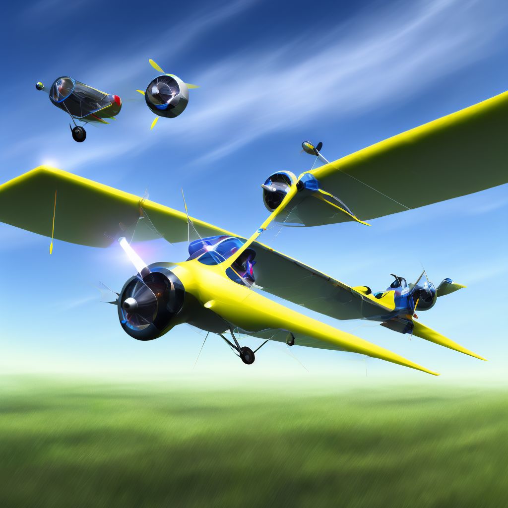 Ultralight, microlight or powered-glider crash injuring occupant, sequela digital illustration