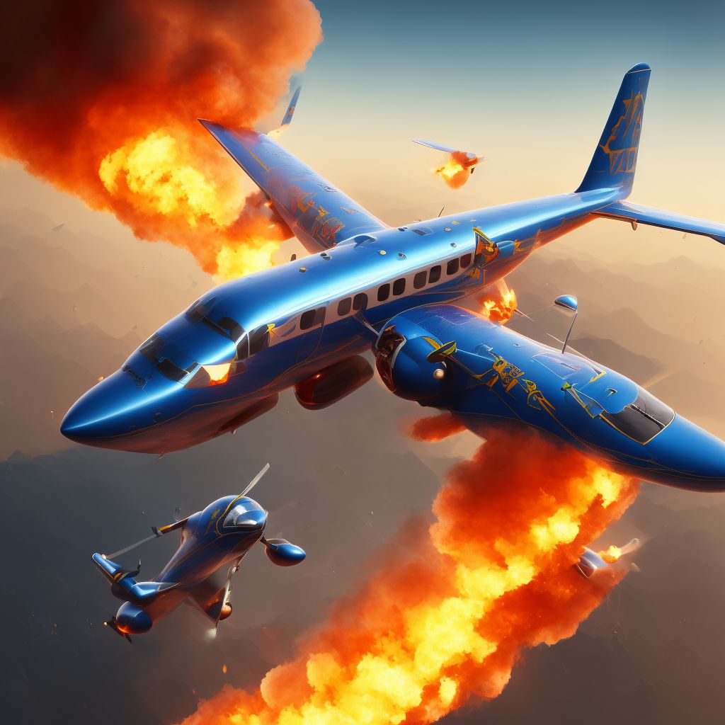 Other private fixed-wing aircraft fire injuring occupant, sequela digital illustration