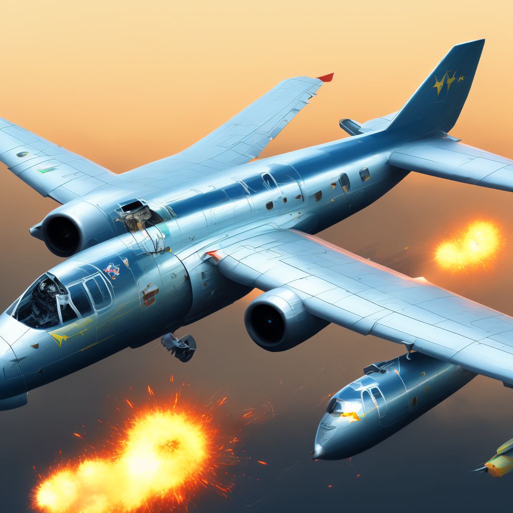 Unspecified aircraft accident injuring occupant, subsequent encounter digital illustration