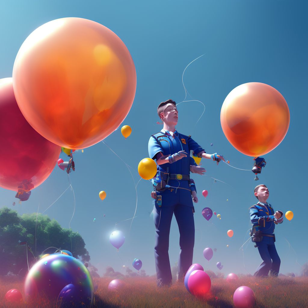 Unspecified balloon accident injuring occupant, subsequent encounter digital illustration