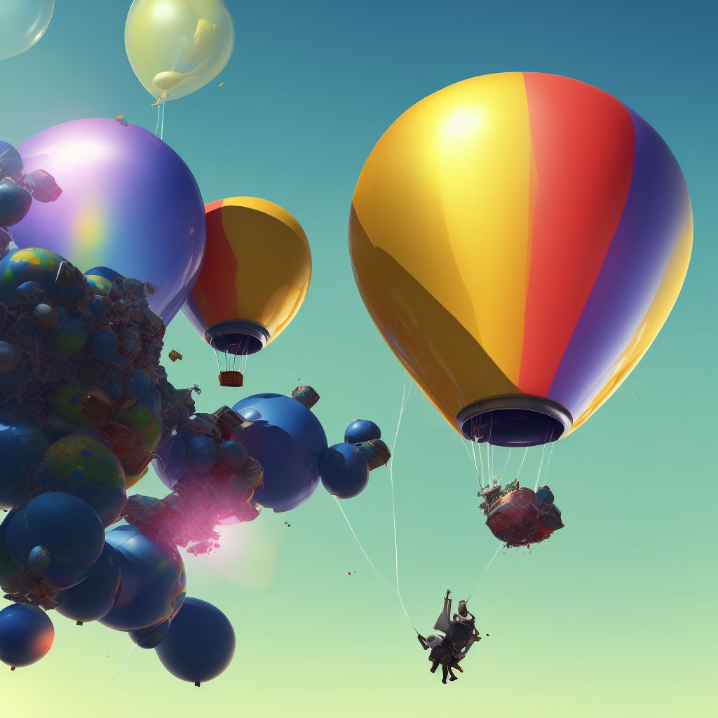 Balloon crash injuring occupant, initial encounter digital illustration