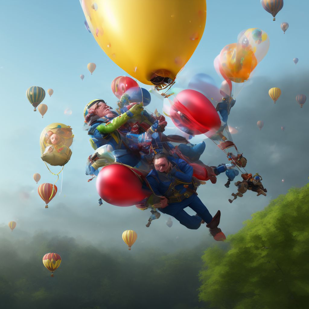 Forced landing of balloon injuring occupant, subsequent encounter digital illustration