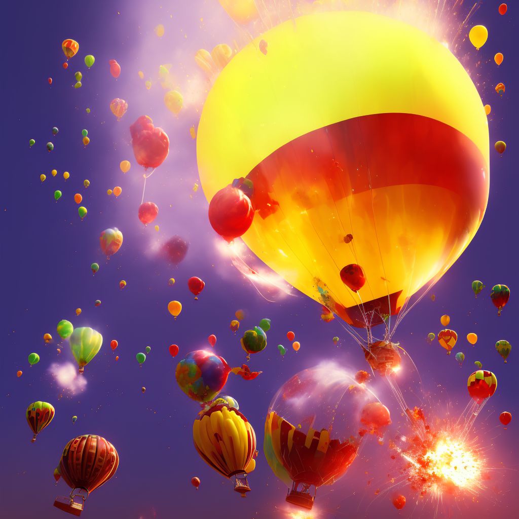 Balloon explosion injuring occupant, subsequent encounter digital illustration